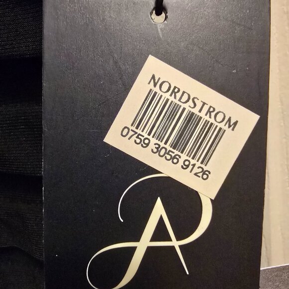 Adrianna Papell Shutter Pleat Jersey Sheath Illusion-Black Stripe Dress NWT - Picture 8 of 8